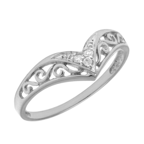 Sterling Silver Diamond Chevron Ring
