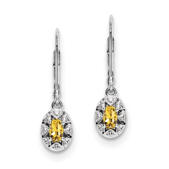 Sterling Silver Diamond & Citrine Earrings Sterling Silver Earrings