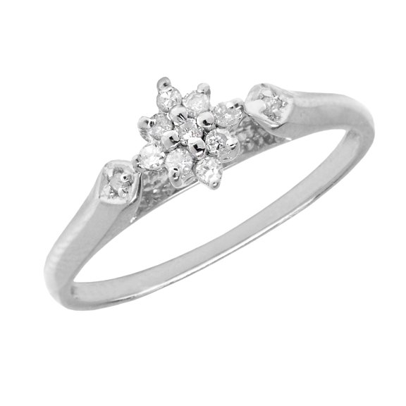Sterling Silver Diamond Cluster Ring