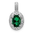 thumbnail image 1 of Sterling Silver Diamond & Created Emerald Pendant, 1 of 3