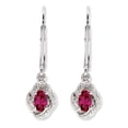 thumbnail image 1 of Sterling Silver Diamond & Created Ruby Earrings, 1 of 3
