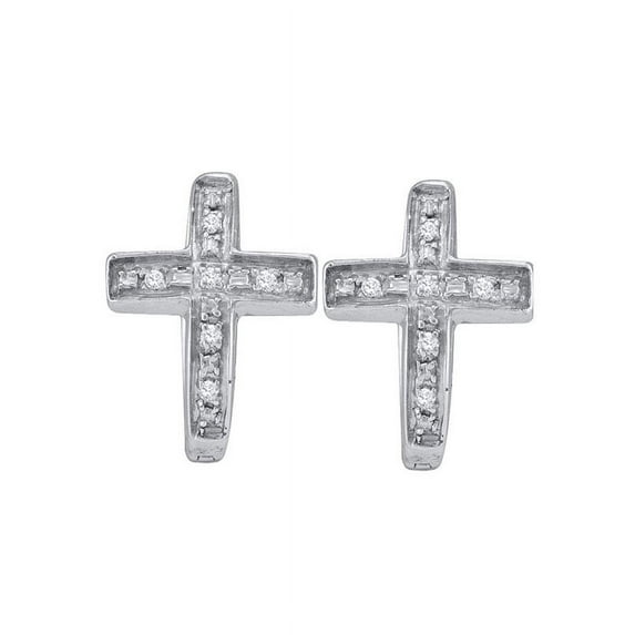 Sterling Silver Diamond Cross Earrings 1/20 Ctw.