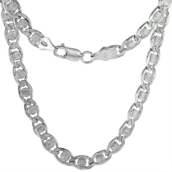 Sterling Silver Diamond Cut 7mm Valentin Chain Bracelet for Men Nickel Free Italy 8 inch