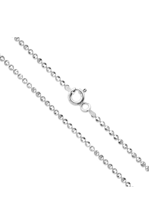 Sterling Silver Diamond-Cut Ball Bead Chain 1.5mm 925 Italy Dog Tag Necklace 16" Jewelry Female