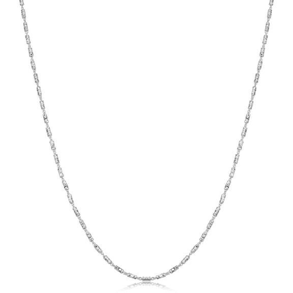 KoolJewelry Sterling Silver Diamond-cut Bar Link Chain Necklace (1.5mm)