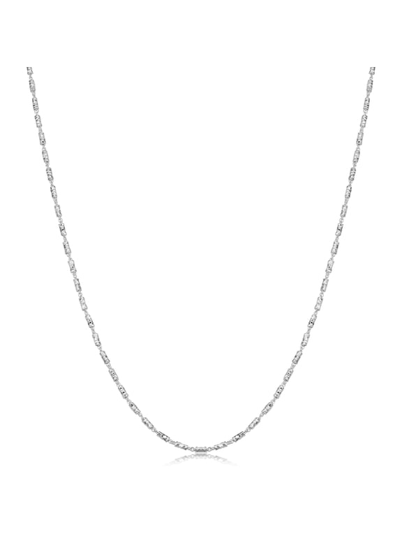 KoolJewelry Sterling Silver Diamond-cut Bar Link Chain Necklace (1.5mm)