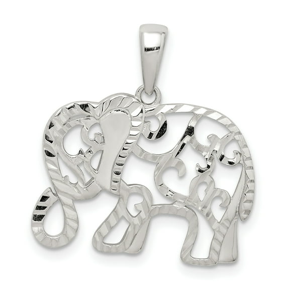Sterling Silver Diamond Cut Elephant Pendant