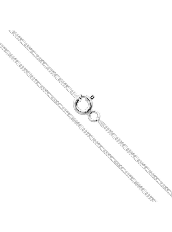 Sterling Silver Diamond-Cut Figaro Link Chain 1.8mm Solid 925 Italy Necklace 7"
