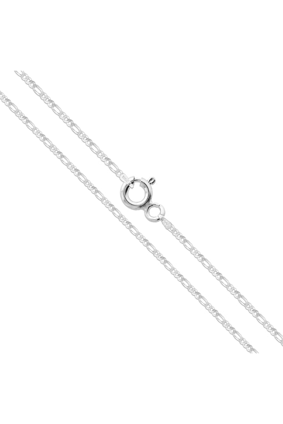 Sterling Silver Diamond-Cut Figaro Link Chain 1.9mm Solid 925 Italy Bracelet 7" Jewelry Female