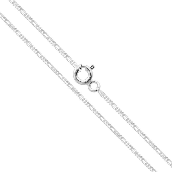 Sterling Silver Diamond-Cut Figaro Link Chain 1.9mm Solid 925 Italy Necklace 18" Jewelry Female