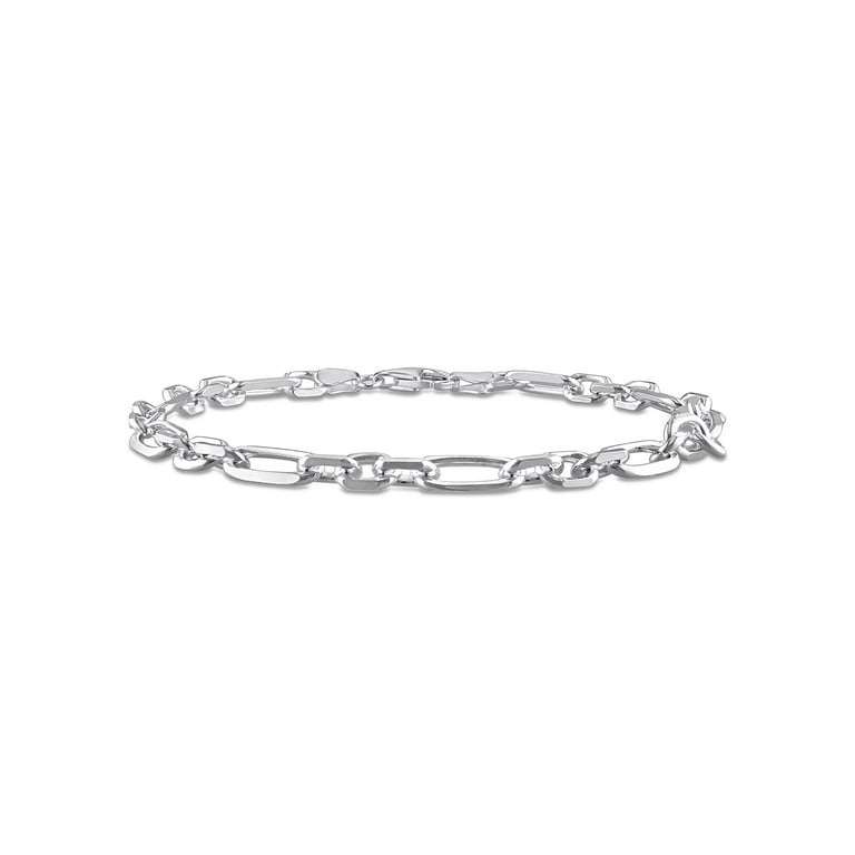 Sterling Silver Diamond Cut Figaro Men's Bracelet