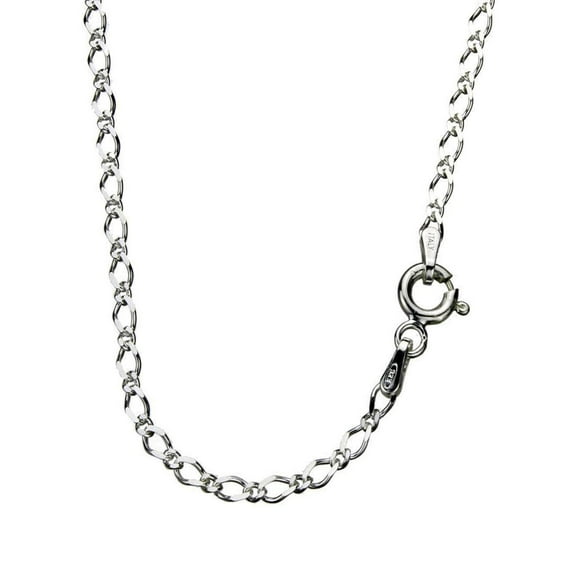 Sterling Silver Diamond-Cut Figaro Open Curb Nickel Free Chain Necklace Italy, 18"