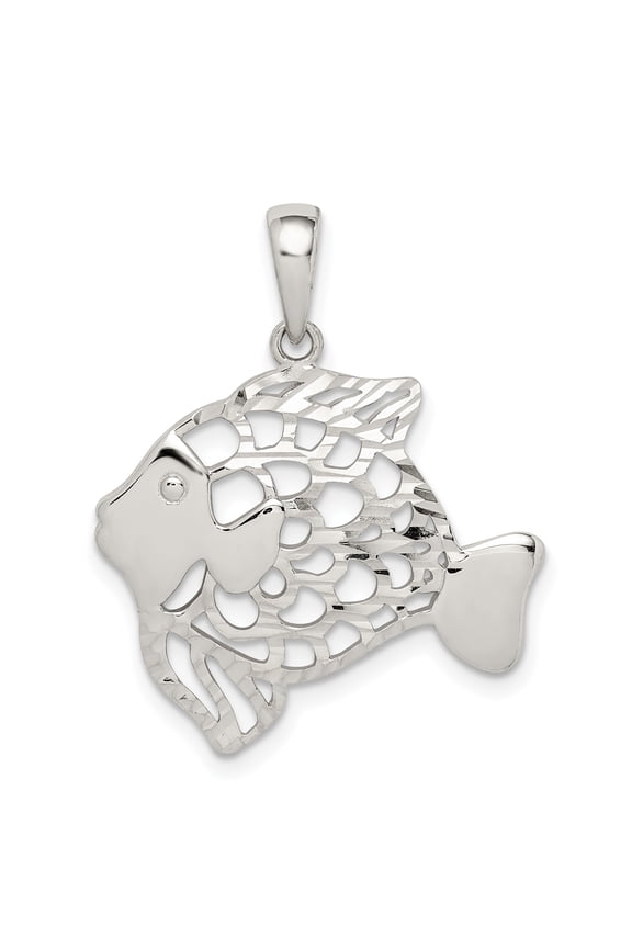 Sterling Silver Diamond Cut Fish Pendant
