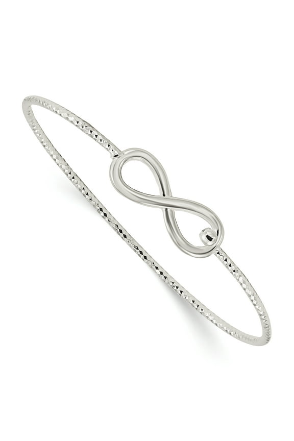 Sterling Silver Diamond Cut Infinity Interlocking Bangle Bracelet