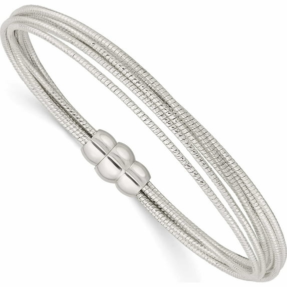 Sterling Silver Diamond-Cut Multiple Strand Bracelet (7.25 X 7.7) Made In Italy -Jewelry By Sweet Pea