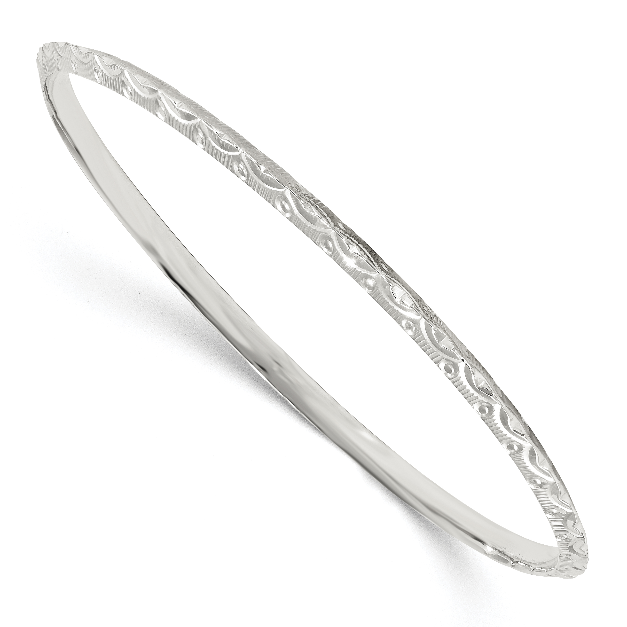 Sterling Silver Diamond Cut Patterned Slip-on Bangle QB1222