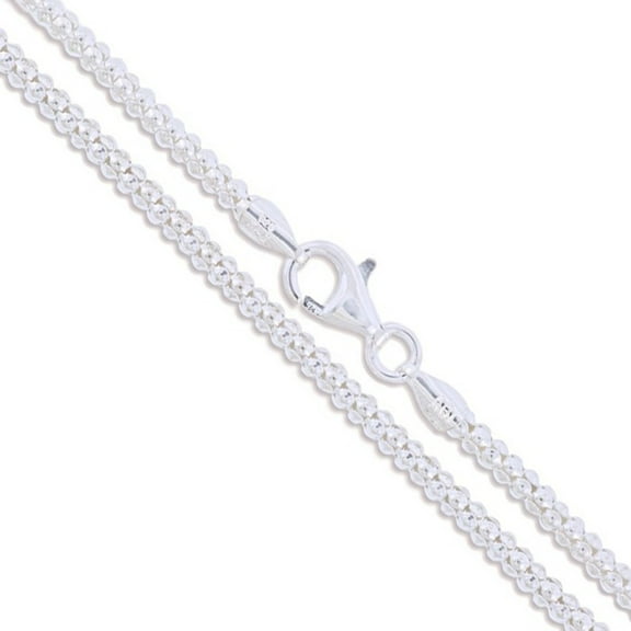 Sterling Silver Diamond-Cut Popcorn Chain 1.3mm Solid 925 Italy Necklace 24" Jewelry Female Unisex