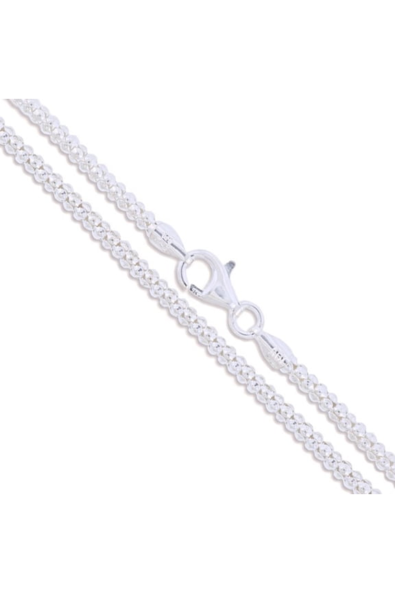 Sterling Silver Diamond-Cut Popcorn Chain 2mm Solid 925 Italy Necklace 18" Jewelry Female Unisex