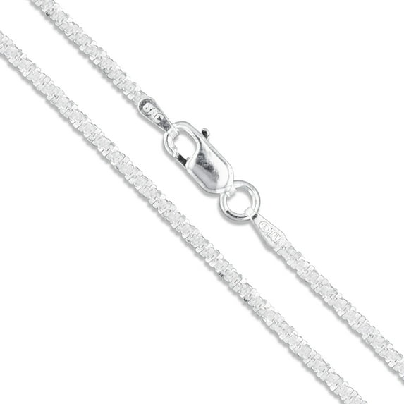 Sterling Silver Diamond-Cut Popcorn Chain 4.3mm 925 Criss Cross Necklace 22" Jewelry Female Unisex