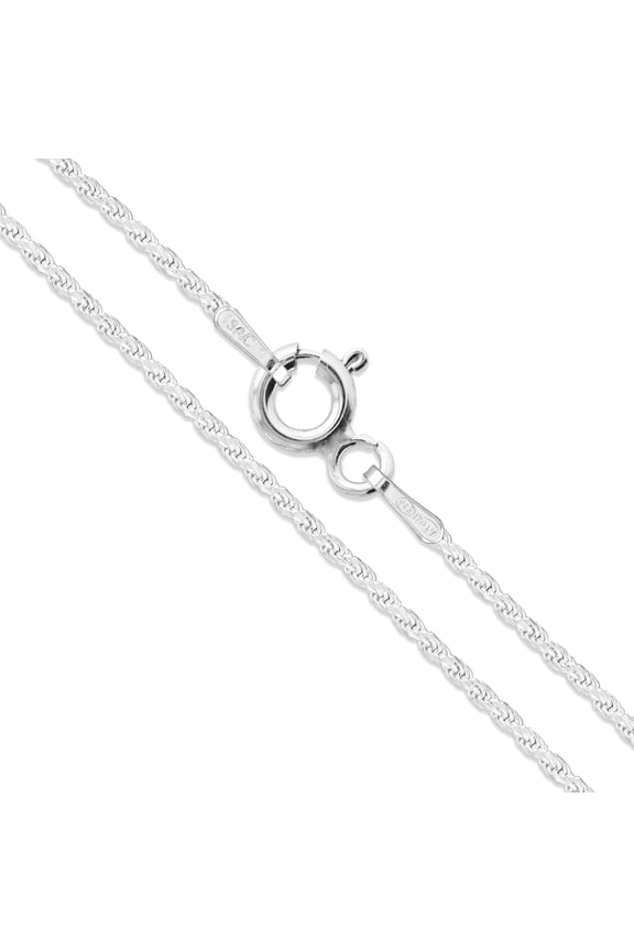Sterling Silver Diamond-Cut Rope Chain 1.1mm Solid 925 Italy Necklace 18" Jewelry Female Unisex