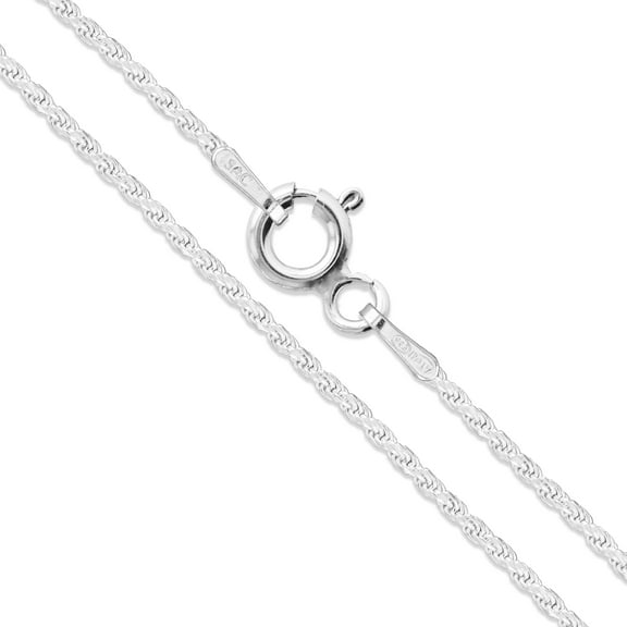 Sterling Silver Diamond-Cut Rope Chain 1.1mm Solid 925 Italy Necklace 30" Jewelry Female Unisex