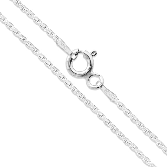 Sterling Silver Diamond-Cut Rope Chain 1.1mm Solid 925 Italy Necklace 36" Jewelry Female Unisex
