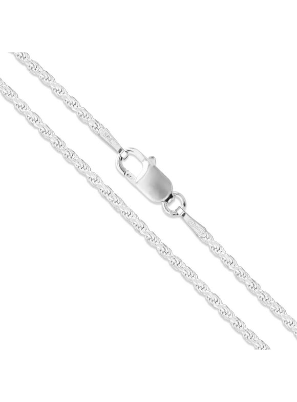 Sterling Silver Diamond-Cut Rope Chain 1.4mm Solid 925 Italy New Necklace 16"