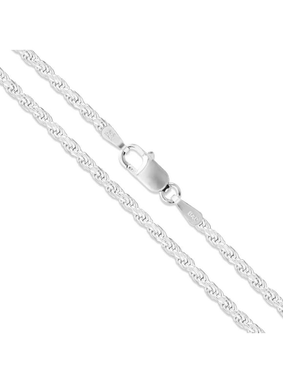 Sterling Silver Diamond-Cut Rope Chain 1.7mm Solid 925 Italy New Necklace 18"