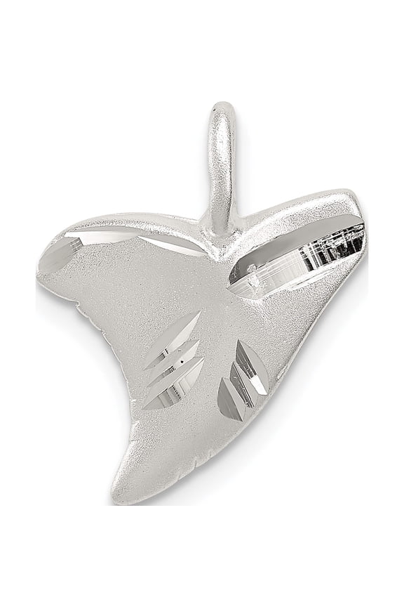 Sterling Silver Diamond Cut Shark Tooth Pendant (19 X 14) Made In India qc4880