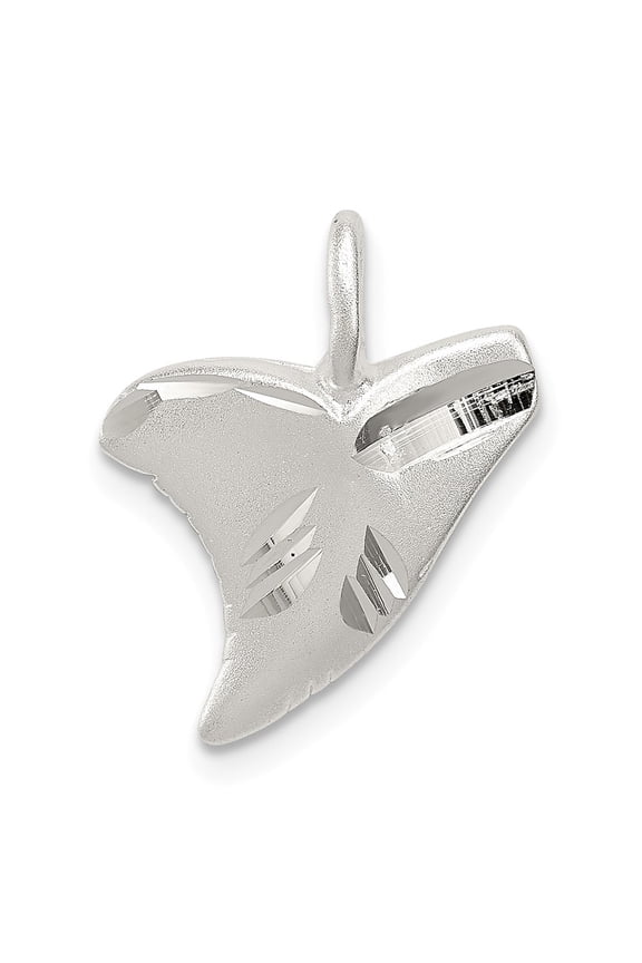 Sterling Silver Diamond Cut Shark Tooth Pendant Charm