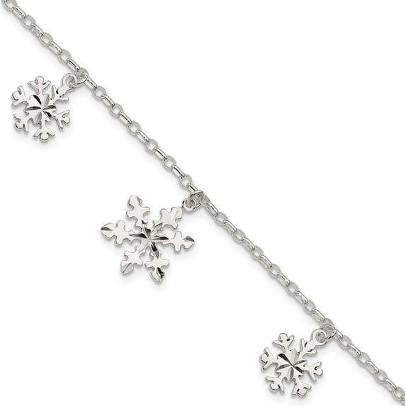 Sterling Silver Diamond-Cut Snowflake Bracelet Made In India qg3006-7.5