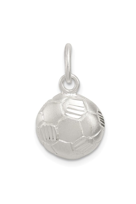 Sterling Silver Diamond Cut Soccer Ball Charm Pendant