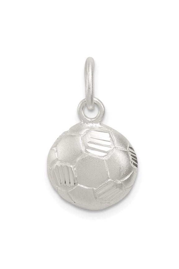 Sterling Silver Diamond Cut Soccer Ball Charm QC5136