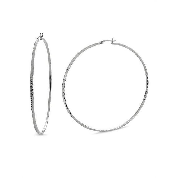 Sterling Silver Diamond Cut Square Tubing Hoop Earrings