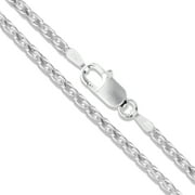 SAC SILVER Sterling Silver Diamond-Cut Wheat Chain 2mm Solid 925 Spiga Necklace 26" Jewelry Female Unisex