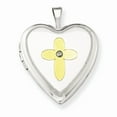 thumbnail image 1 of Sterling Silver & Diamond Gold-plated Cross 20mm Heart Locket, 1 of 3