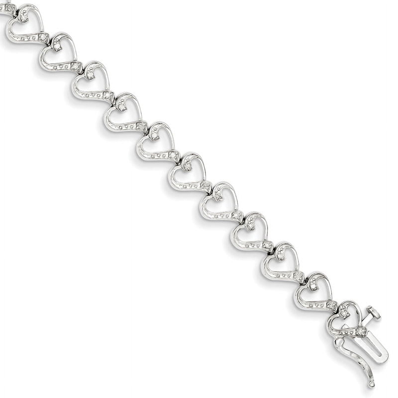 Sterling Silver Diamond Heart Bracelet