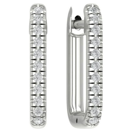 Sterling Silver Diamond Hoop Earrings (1/10 cttw, I-J Color, I2-I3 Clarity)