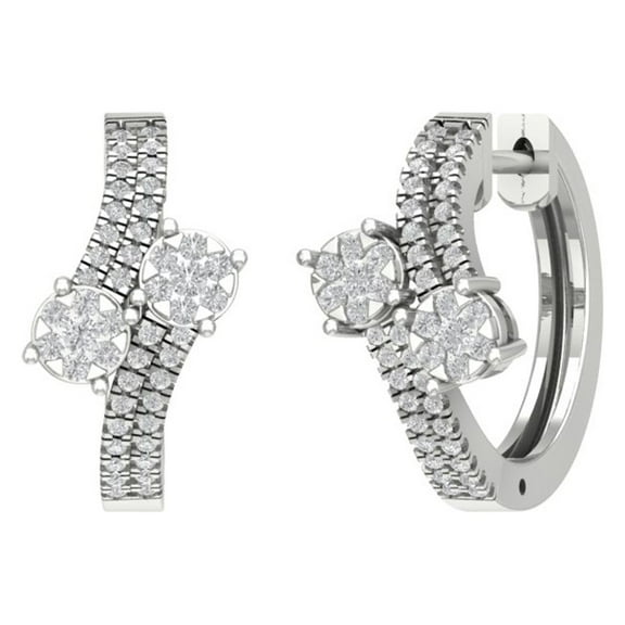 Sterling Silver Diamond Hoop Earrings (1/2 cttw, I-J Color, I2-I3 Clarity)