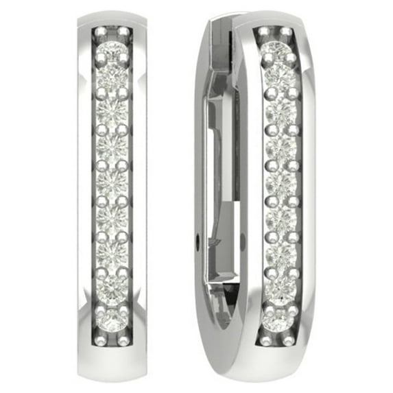 Sterling Silver Diamond Hoop Earrings (1/8 cttw, I-J Color, I2-I3 Clarity)