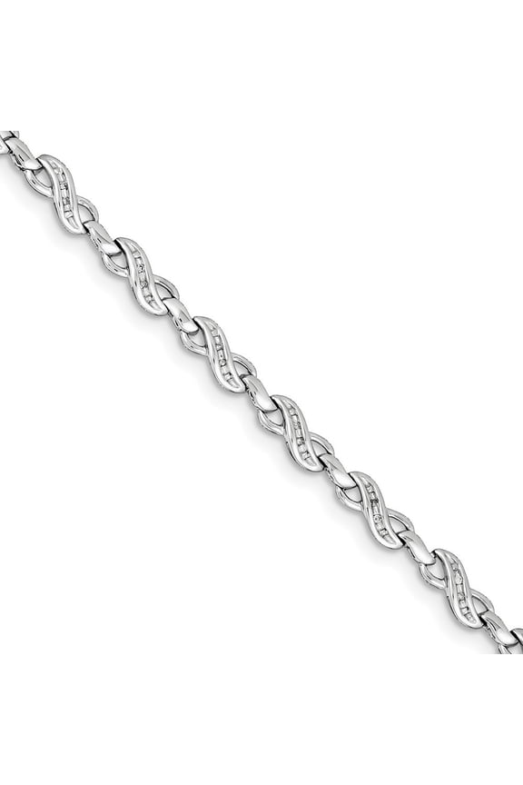 Sterling Silver Diamond Infinity Symbol Bracelet - .10 dwt