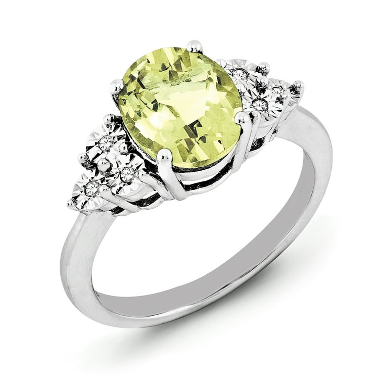 Sterling Silver Diamond and Lemon Quartz Ring Sterling Silver Diamond and Lemon Quartz Ring