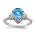 thumbnail image 1 of Sterling Silver Diamond & Light Swiss Blue Topaz Ring. Carat Wt- 1.61ct, 1 of 2