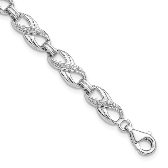 Sterling Silver Diamond Lobster Bracelet