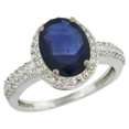 thumbnail image 1 of Sterling Silver Diamond Natural Blue Sapphire Ring Oval 10x8mm, 1/2 inch wide, size 5.5, 1 of 2