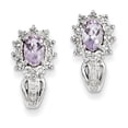 thumbnail image 1 of Sterling Silver Diamond & Oval Pink Quartz Earrings, 1 of 3