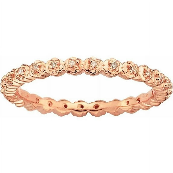 Sterling Silver Diamond Pink-plated Ring