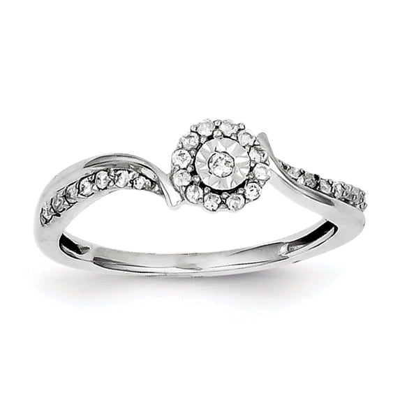 Sterling Silver Diamond Ring. Carat Wt- 0.21ct