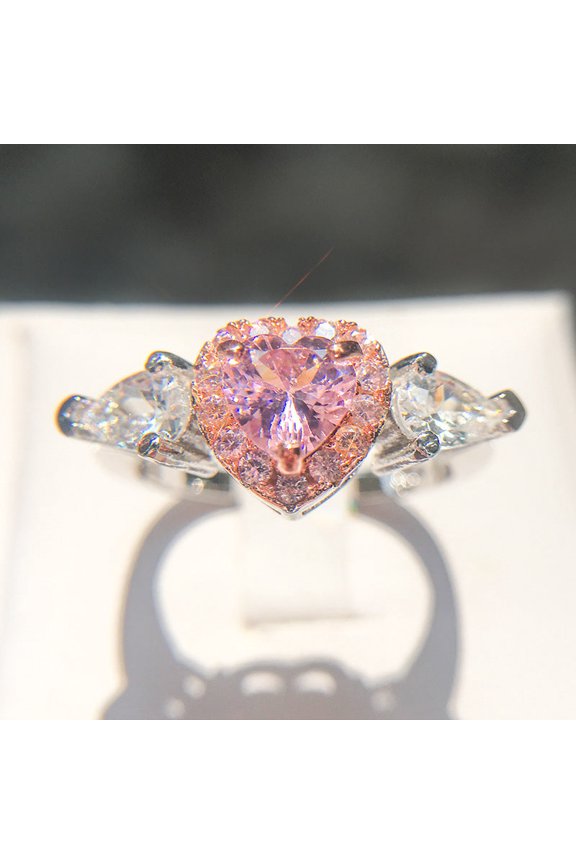 Sterling Silver Diamond Ring Cubic Zirconia Heart Arrow