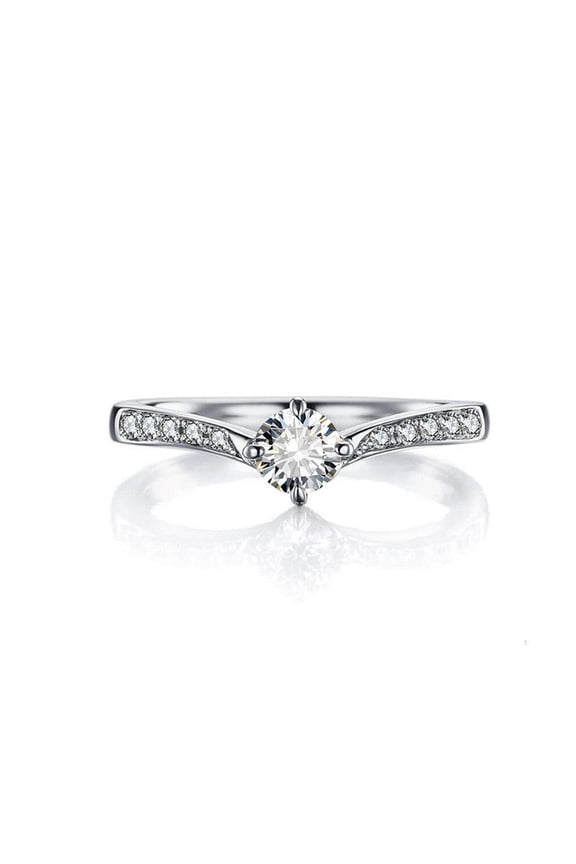 Sterling Silver Ring with Diamond Elegant Electroplated Silver Band European and American Design Fashion Jewelry Ring for Women